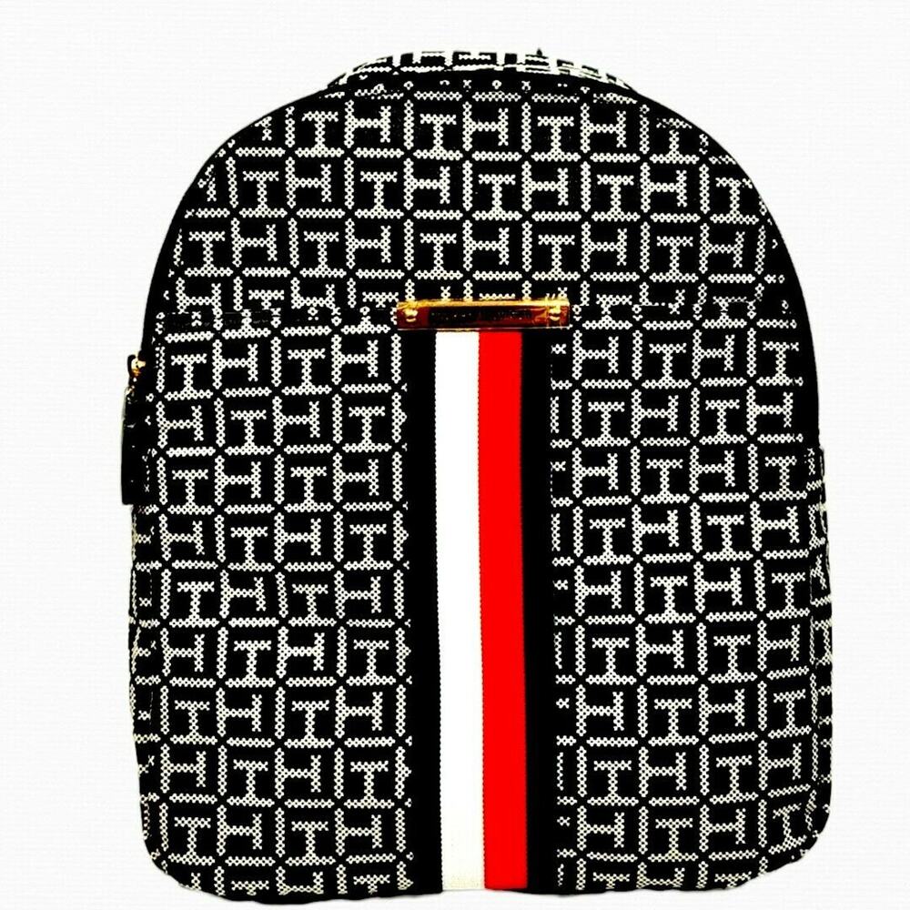 NEW Tommy Hilfiger Women's Logo Backpack Black Approx 13x10x3.5